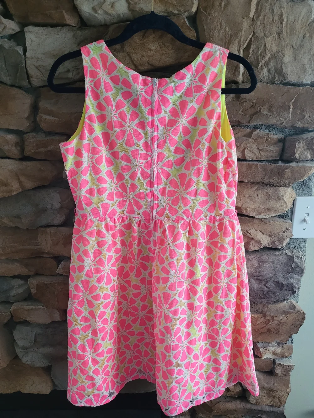 Kids Floral Sleeveless Dress - Neon Pink & Lime - Size 20 XXL